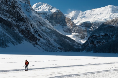Cross Country Skier On Lake Louise