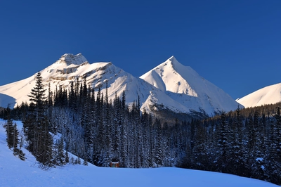 Mountain Top On Sunny Day Winter Banff