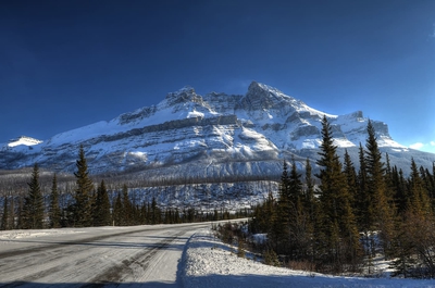 Mountains From Parkway Winter Banff