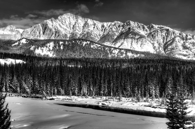 Mountains View From Road Winter Banff