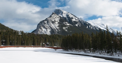 Rundle Mountain City Of Banff In Winter