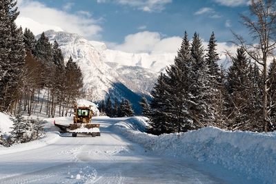 Snowplow Cleaning Road Winter Banff